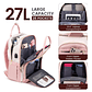 Mochila para laptop para mujer rosa-beige - Miniatura 3
