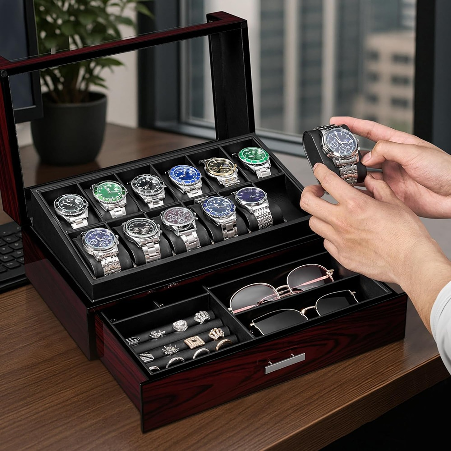 Caja Organizadora exhibidora de lujo Relojes,Gafas 2