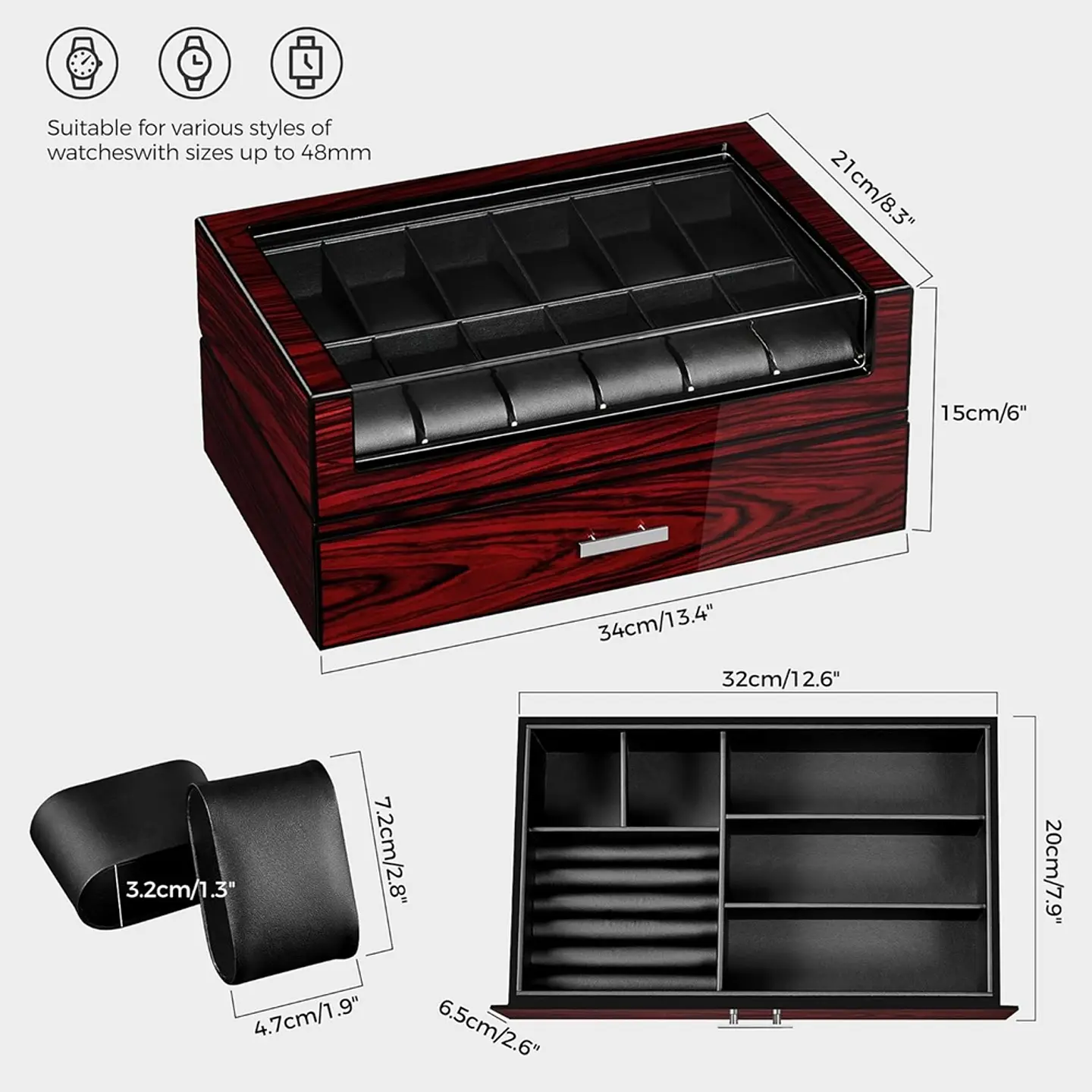 Caja Organizadora exhibidora de lujo Relojes,Gafas 3