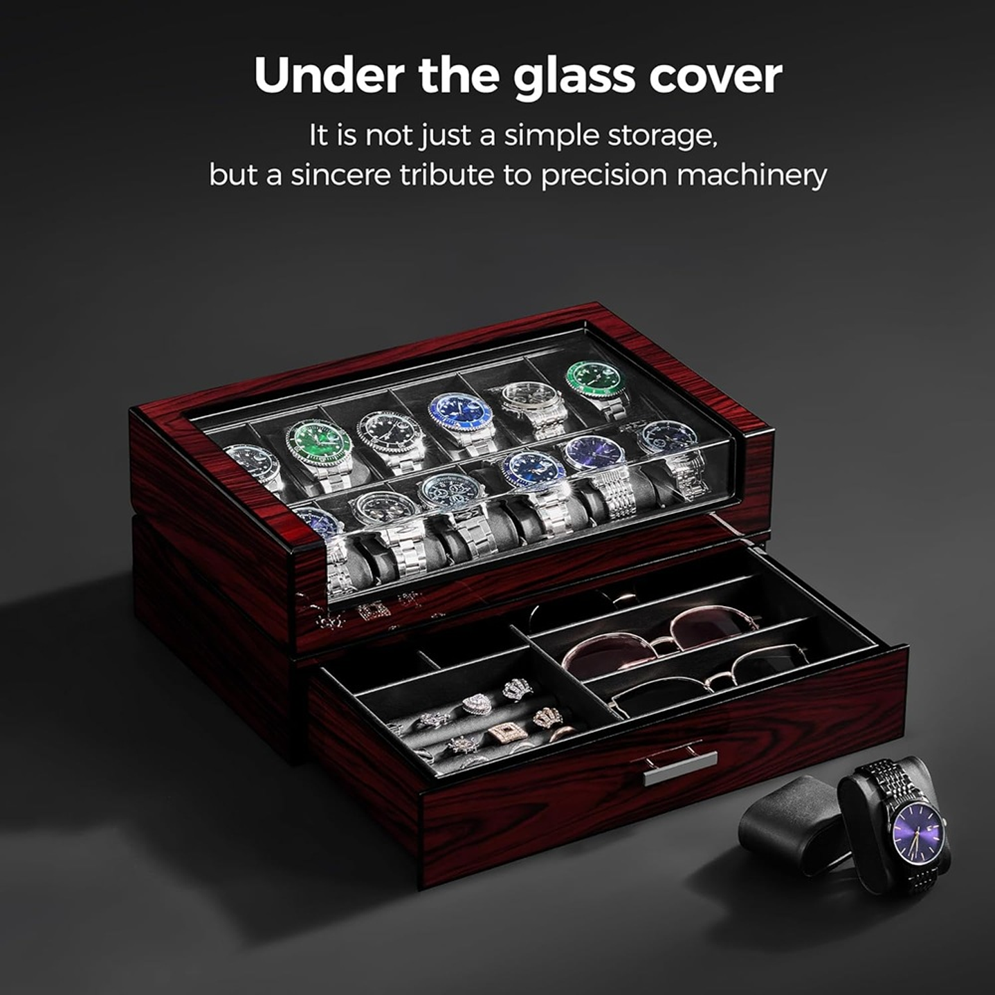 Caja Organizadora exhibidora de lujo Relojes,Gafas 4