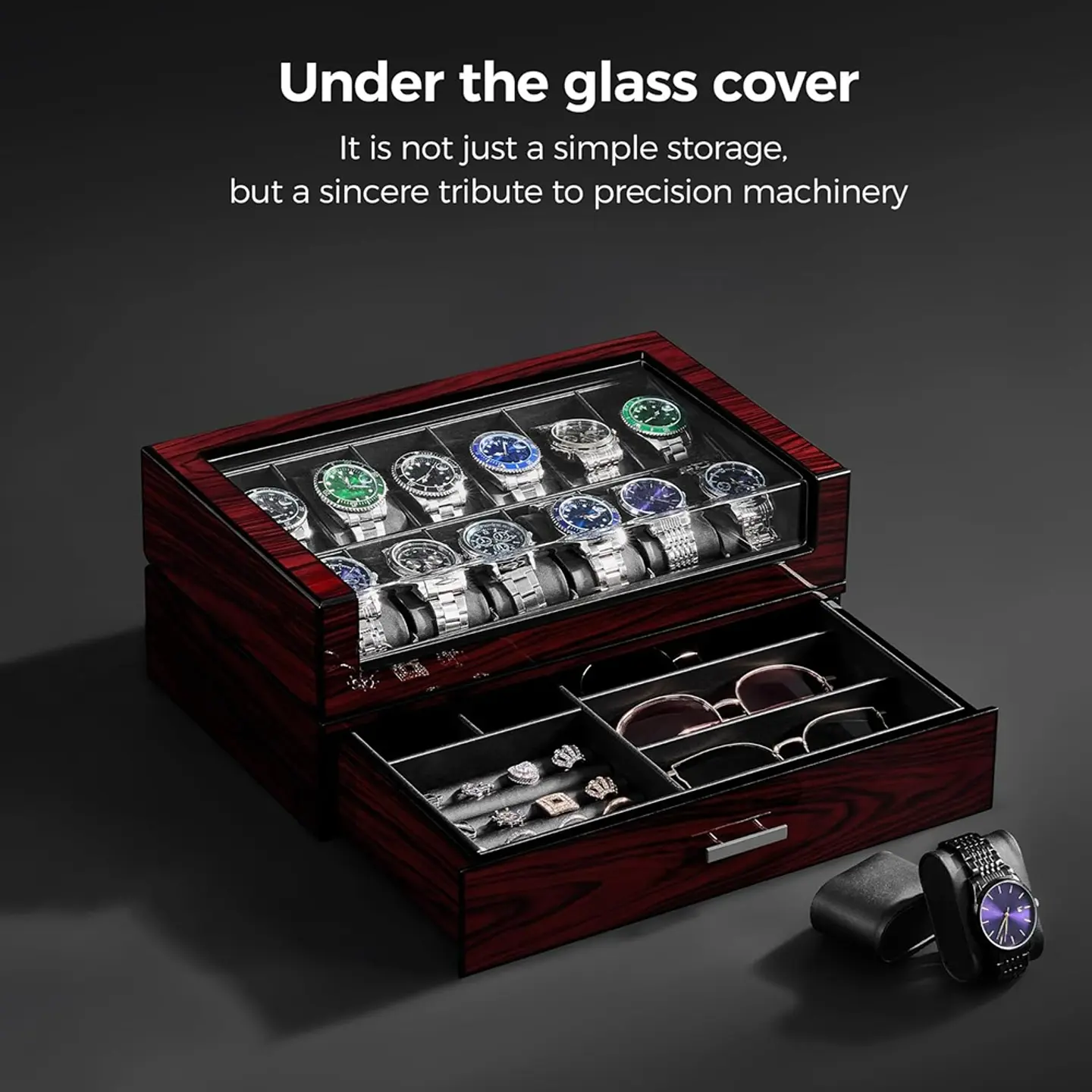Caja Organizadora exhibidora de lujo Relojes,Gafas 4