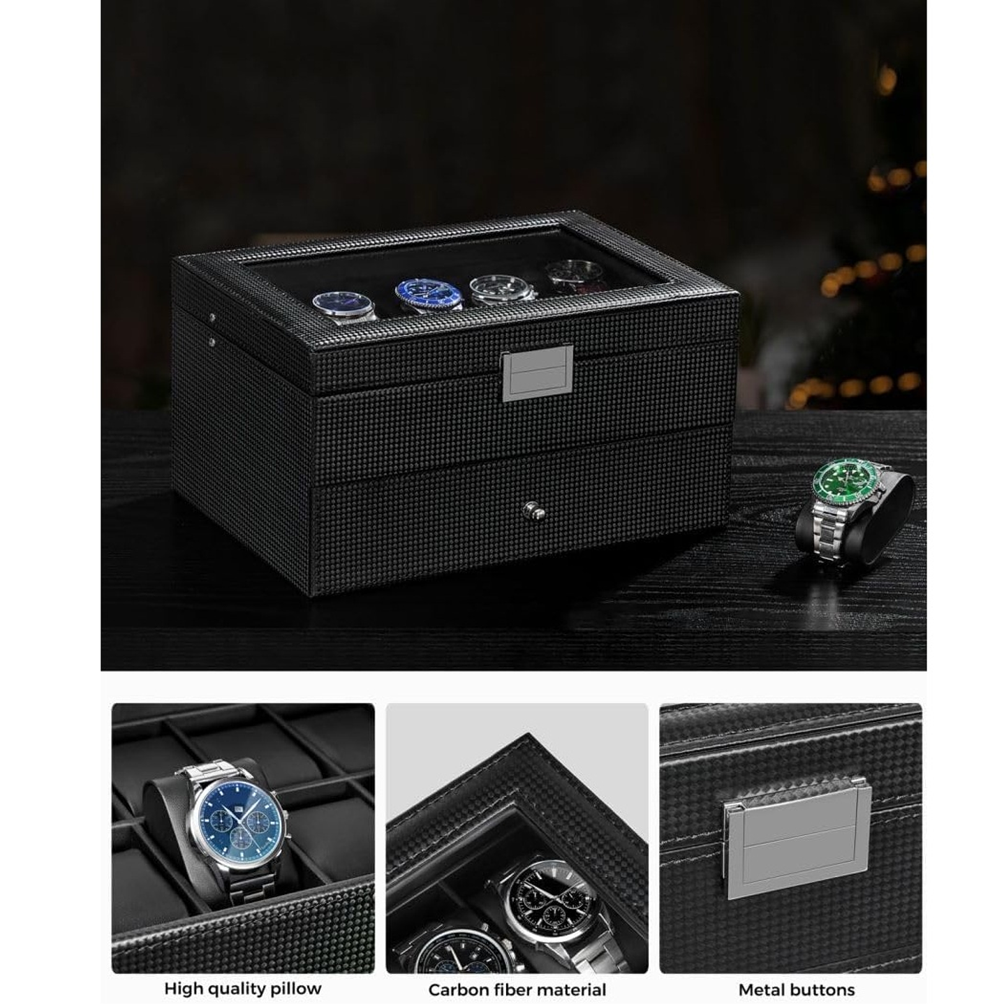 Caja organizadora de 2 niveles para 12 Relojes y complementos. 3