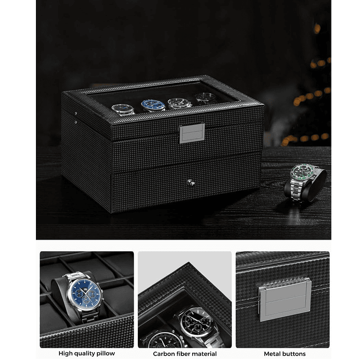 Caja organizadora de 2 niveles para 12 Relojes y complementos. 3