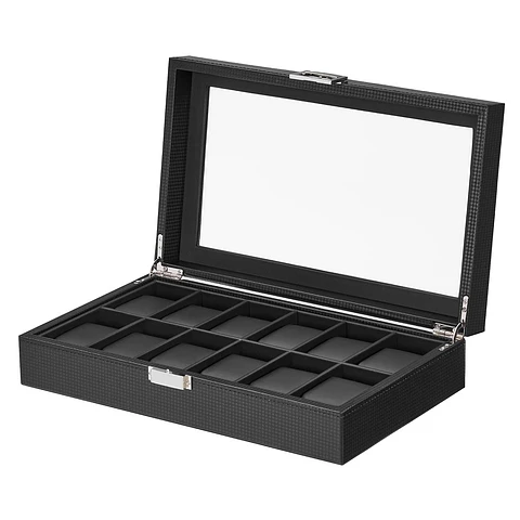 Estuche Organizador Carbon fiber black para 12 relojes