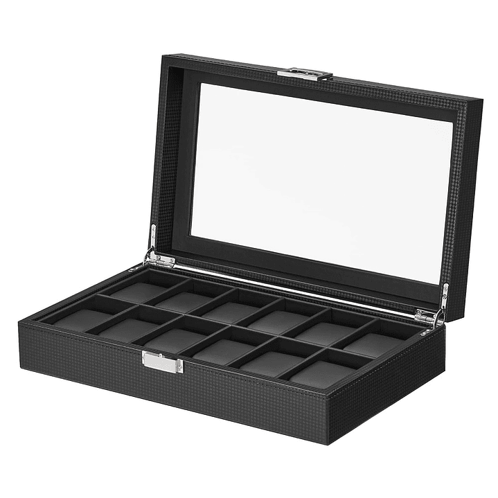 Estuche Organizador Carbon fiber black para 12 relojes 1