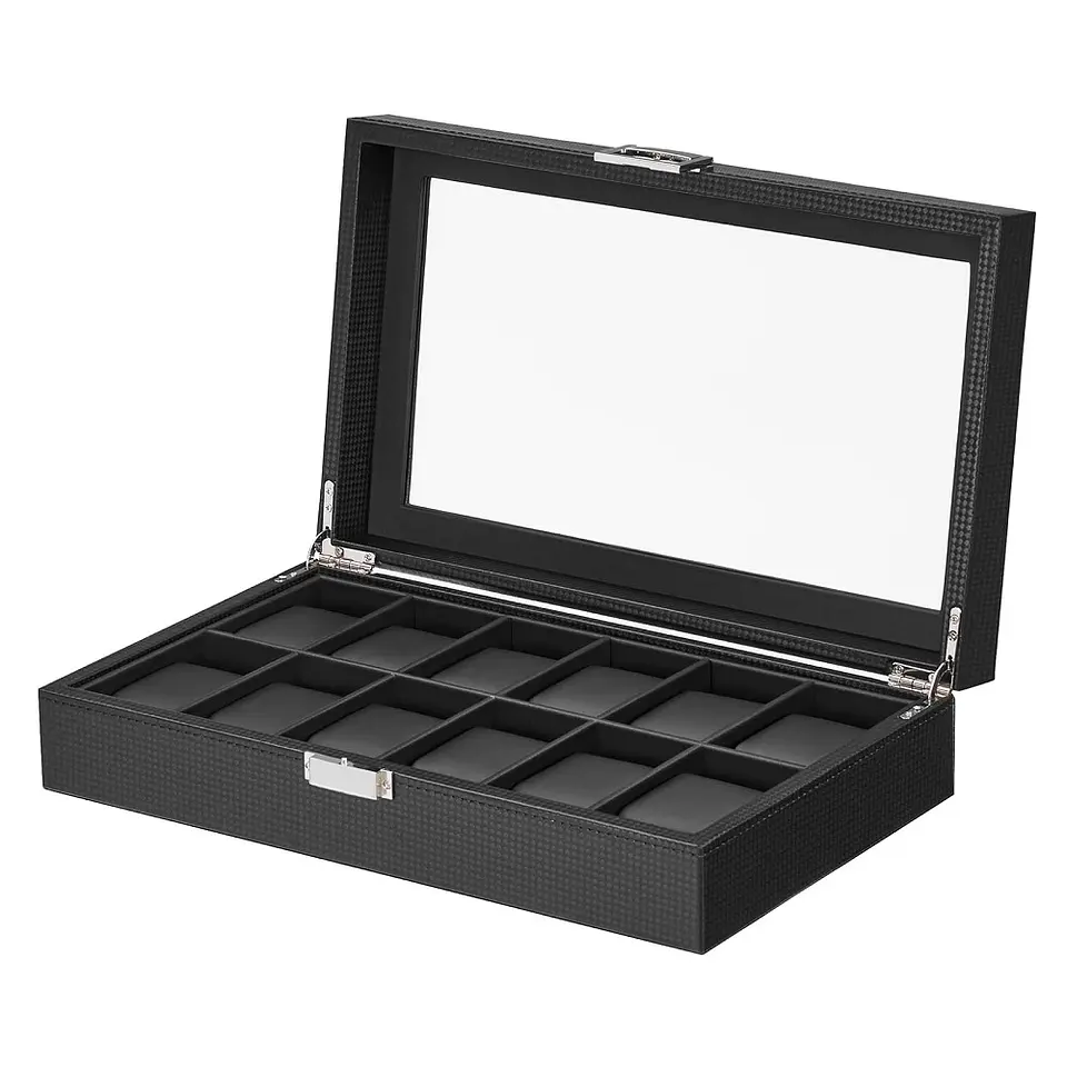 Estuche Organizador Carbon fiber black para 12 relojes 1