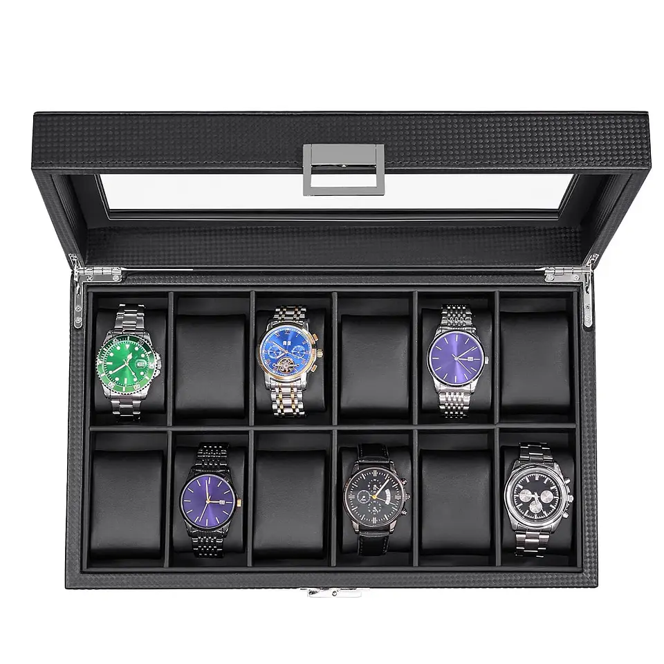 Estuche Organizador Carbon fiber black para 12 relojes 2