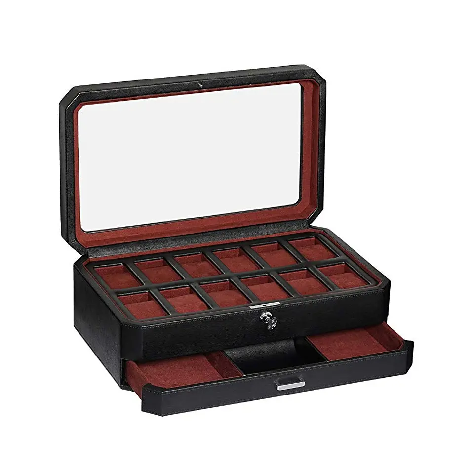 Estuche de lujo negro para 12 relojes 2