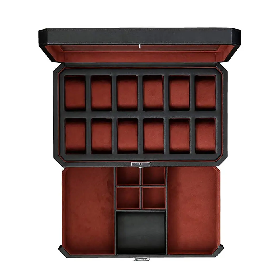 Estuche de lujo negro para 12 relojes 3