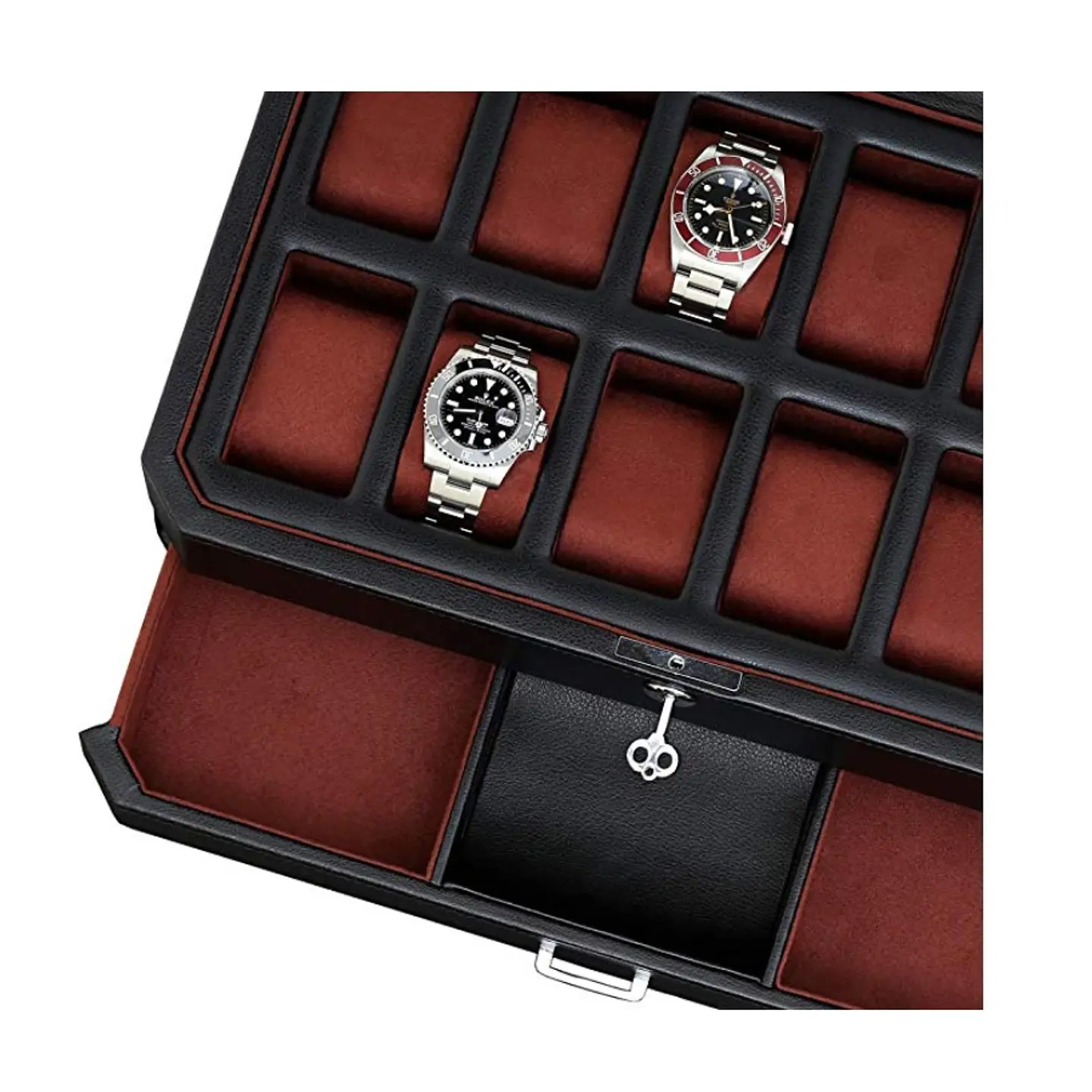 Estuche de lujo negro para 12 relojes 4