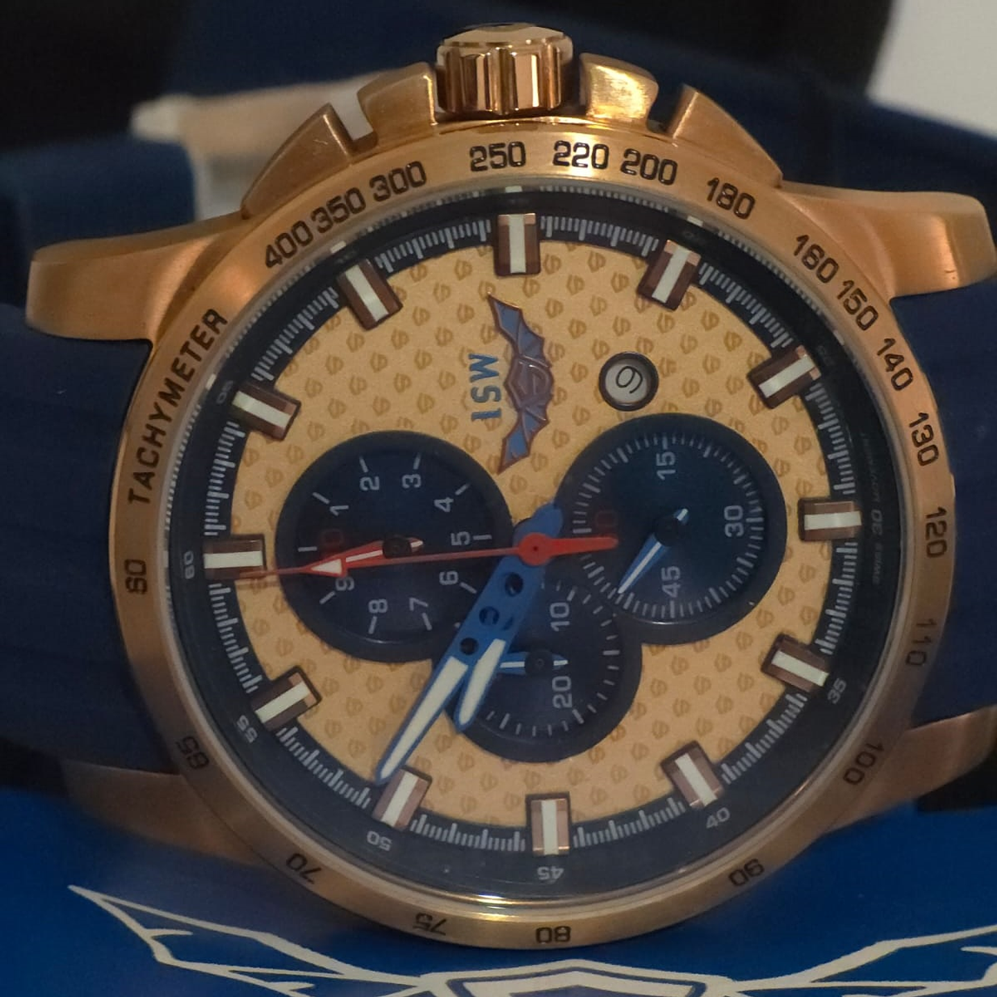 Reloj Swiss Isw Cronógrafo Blue gold 3