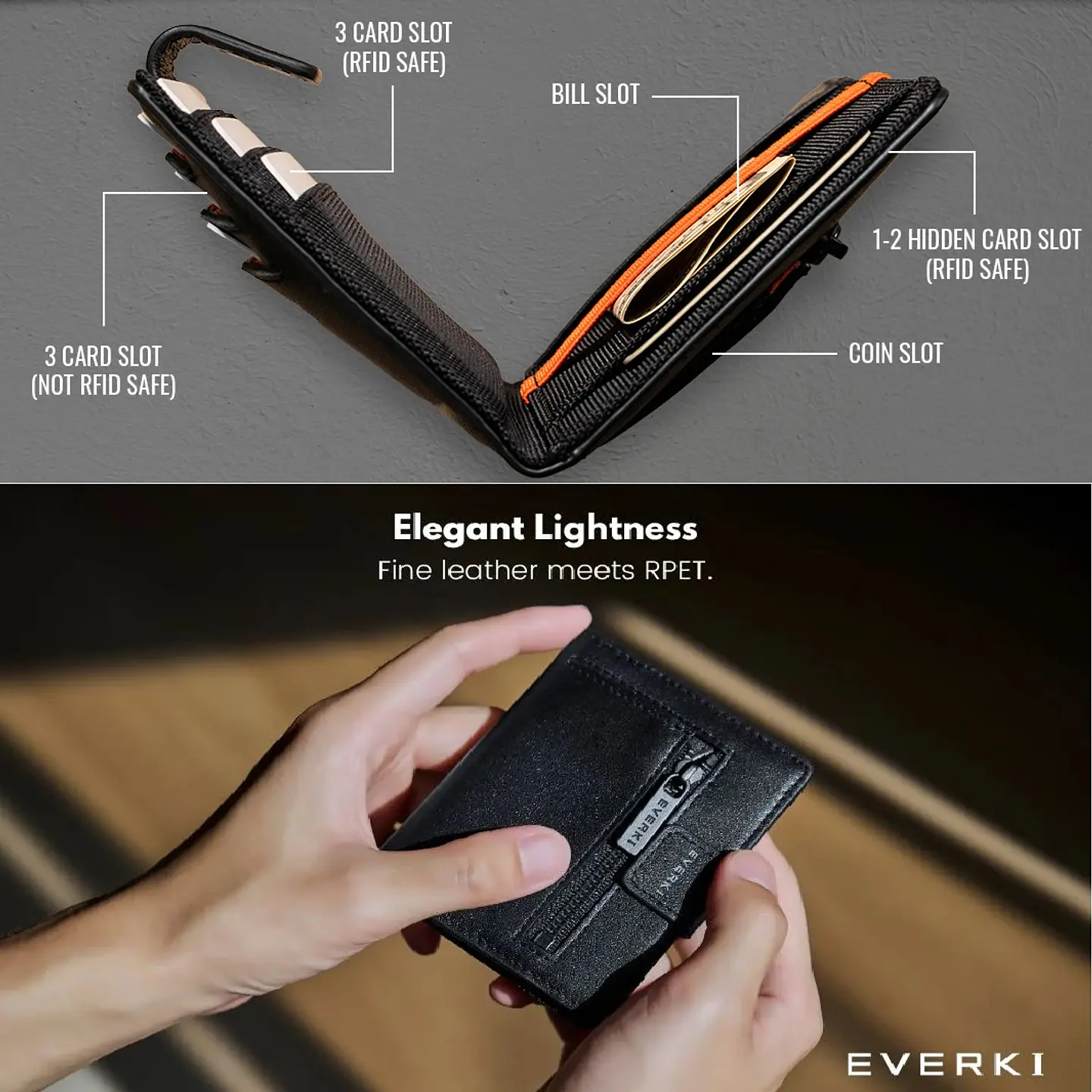 Tarjetero Billetera Lujo cuero hombre Everki 3