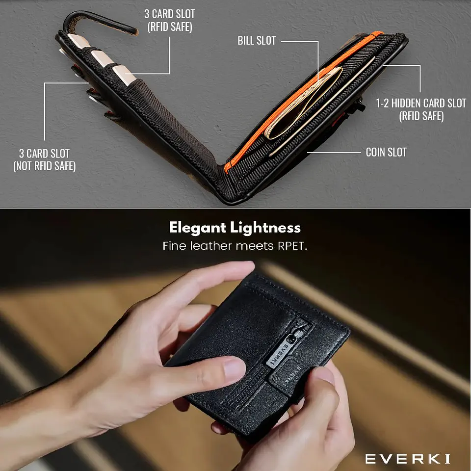Tarjetero Billetera Lujo cuero hombre Everki 3