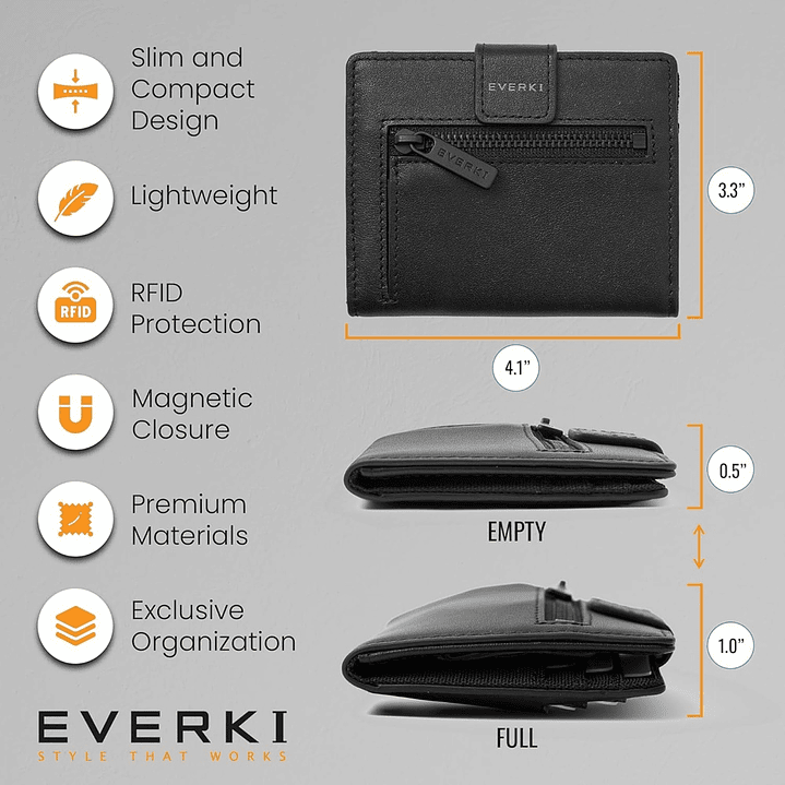 Billetera pequeña cuero hombre Everki 6
