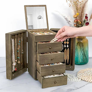 Joyero de Lujo en Madera  Vintage Multiproposito