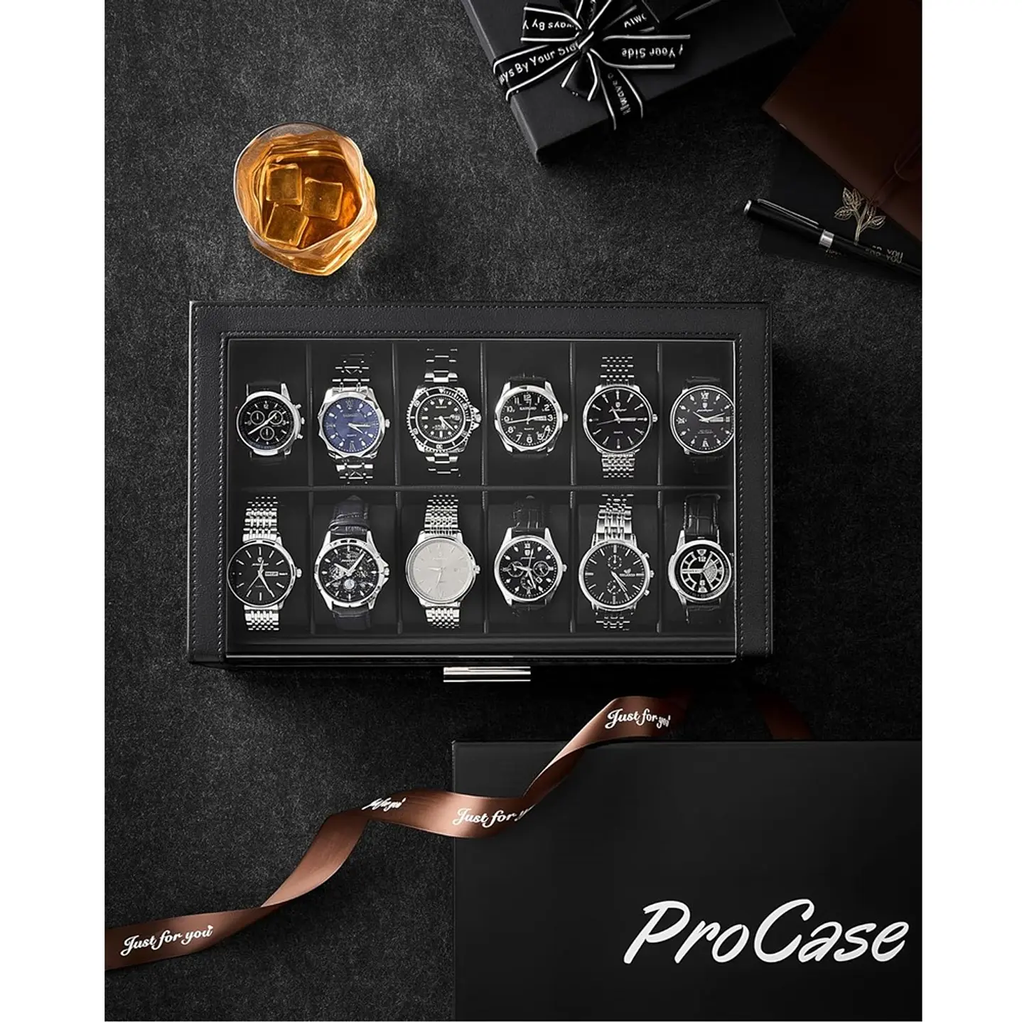 Caja organizadora exhibidora premium para relojes y complementos 3