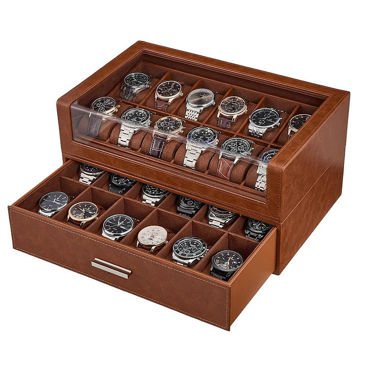 Caja estuche de lujo para 24 Relojes Brown 1