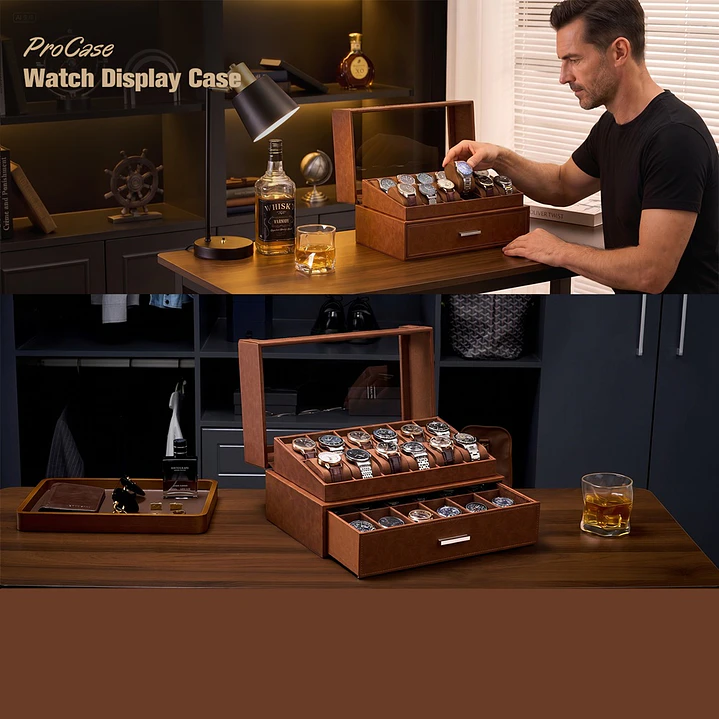 Caja estuche de lujo para 24 Relojes Brown 2