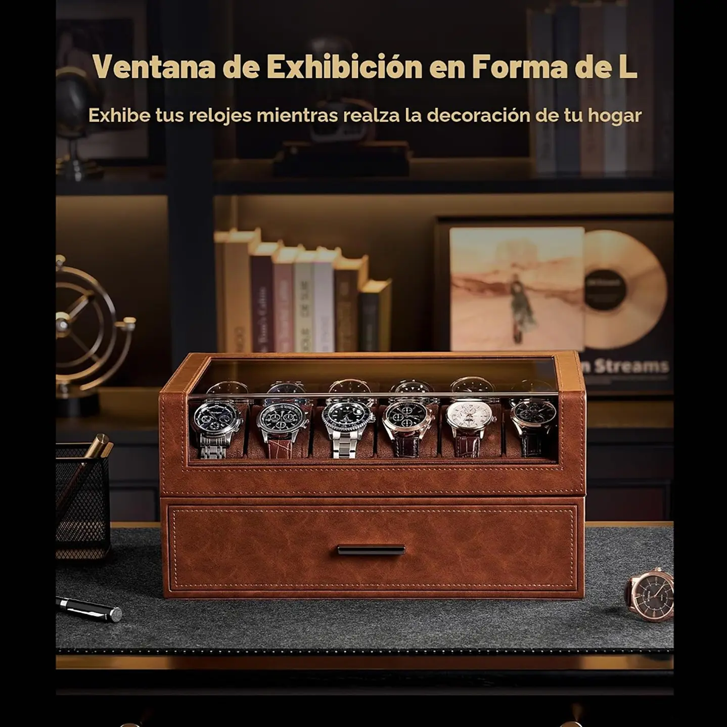 Caja estuche de lujo para 24 Relojes Brown 5