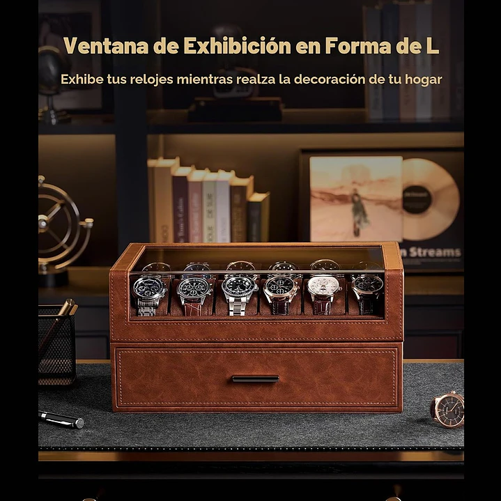 Caja estuche de lujo para 24 Relojes Brown 5