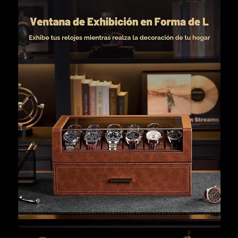Caja estuche de lujo para 24 Relojes Brown 5