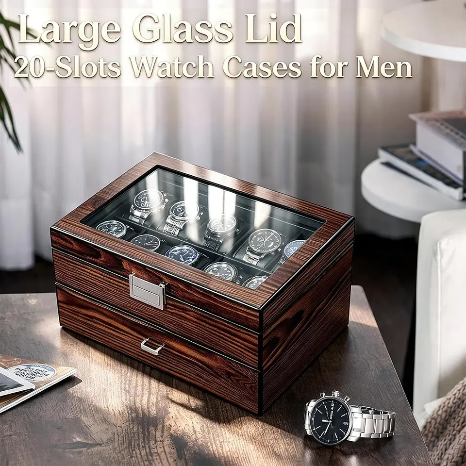 Caja Organizador Premium-Lujo en madera para 20 Relojes 6