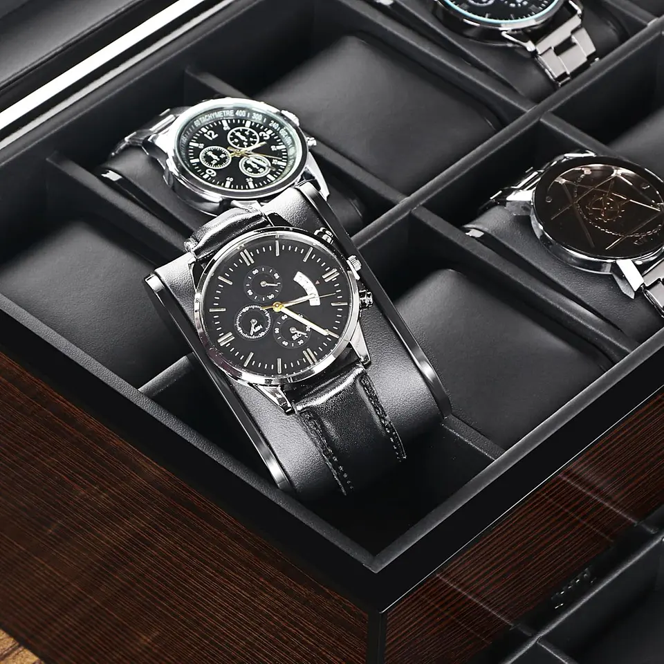 Caja Organizador Premium-Lujo en madera para 20 Relojes 7