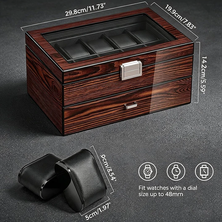 Caja Organizador Premium-Lujo en madera para 20 Relojes 2