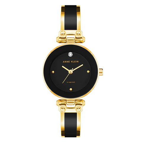 Reloj Mujer Negro Dorado Anne Klein Diamond