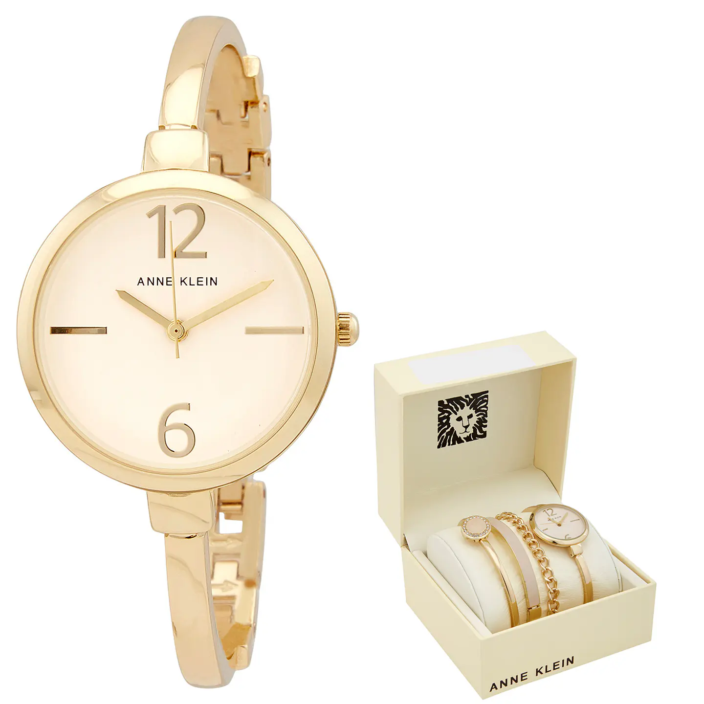 Reloj Mujer Anne Klein AK/3290LPST Dorado Champagne con Set de 3 Pulseras 1