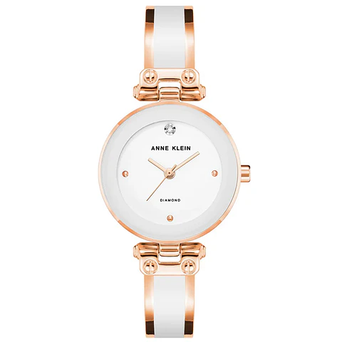 Reloj Mujer Anne Klein AK/1980WTRG Blanco Dorado Rosa con Diamante