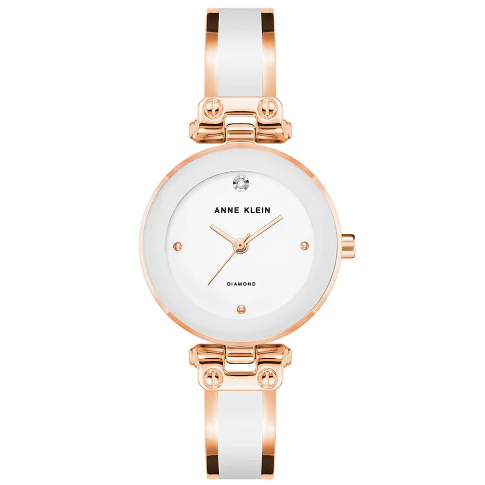 Reloj Mujer Anne Klein AK/1980WTRG Blanco Dorado Rosa con Diamante 1