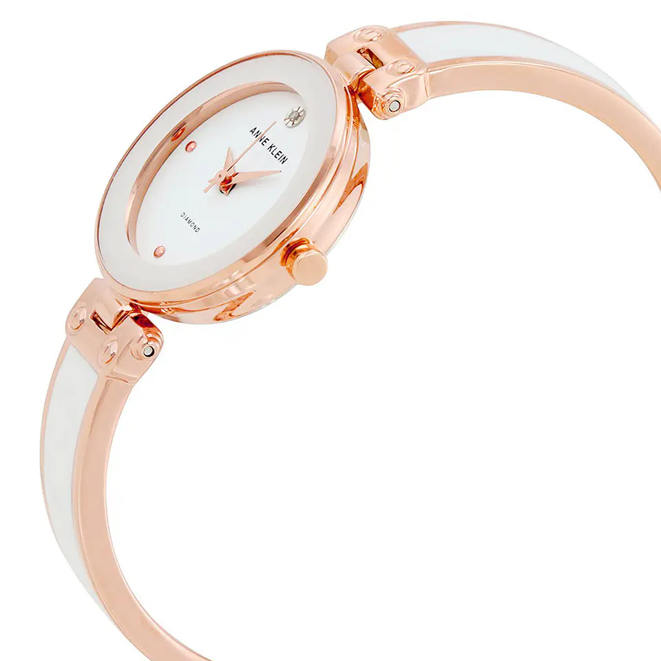 Reloj Mujer Anne Klein AK/1980WTRG Blanco Dorado Rosa con Diamante 2