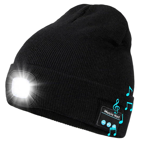 Gorro Bluetooth Wmcaps Negro con Luz LED y Auriculares