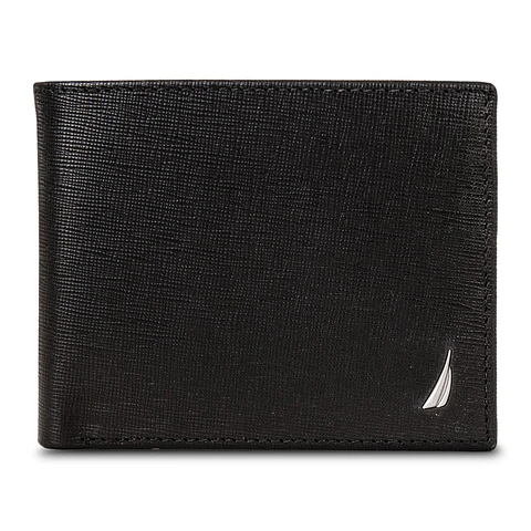 Billetera Hombre Nautica Saffiano Negra en Cuero RFID