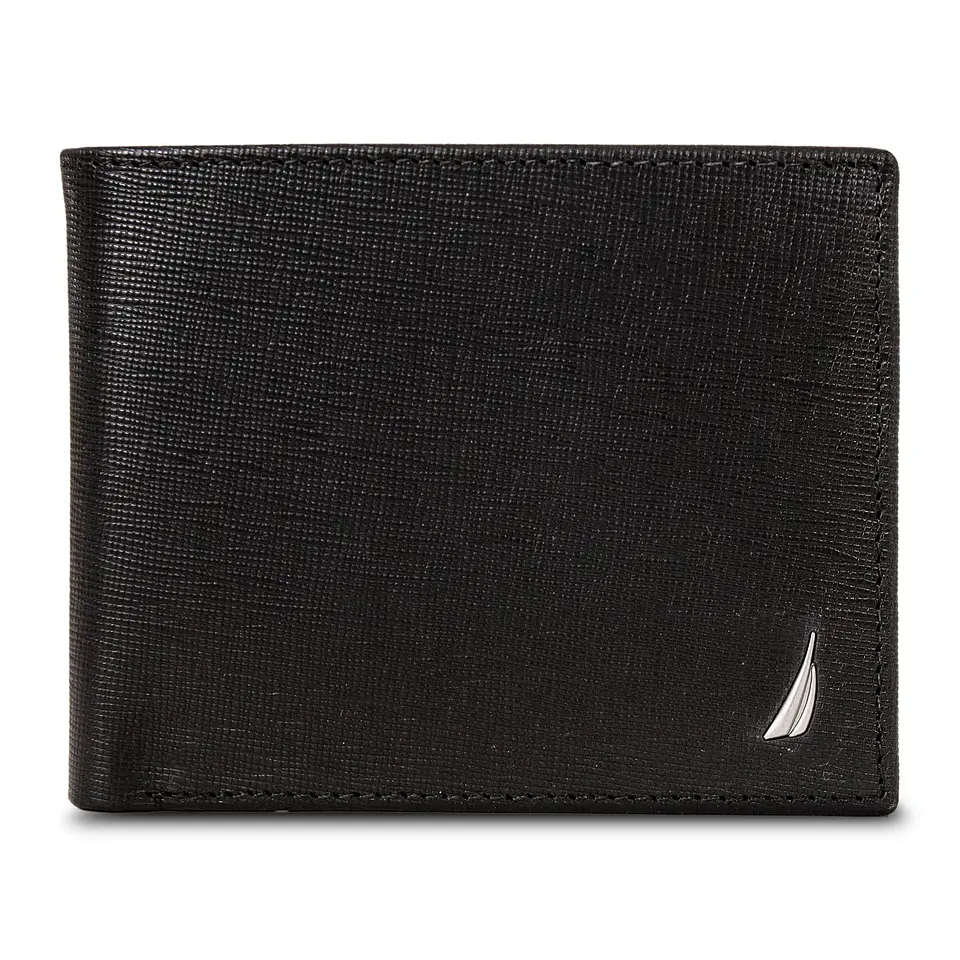 Billetera Hombre Nautica Saffiano Negra en Cuero RFID 1