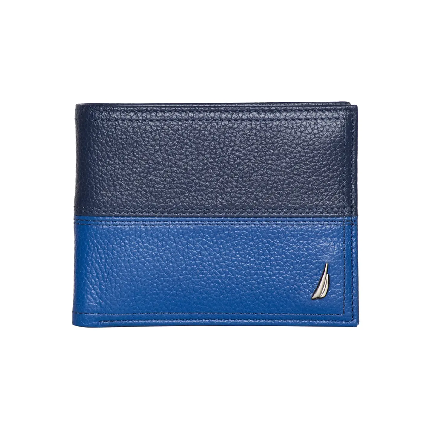 Billetera Hombre Nautica Azul Cobalto Bicolor en Cuero RFID 1