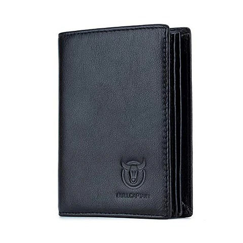 Billetera Hombre Bullcaptain QB-027 Negra en Cuero RFID