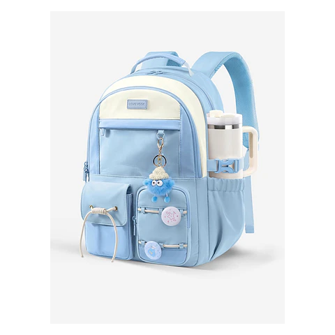 Morral Escolar LOVEVOOK 5583 Azul Cielo y Crema para Laptop 15.6"
