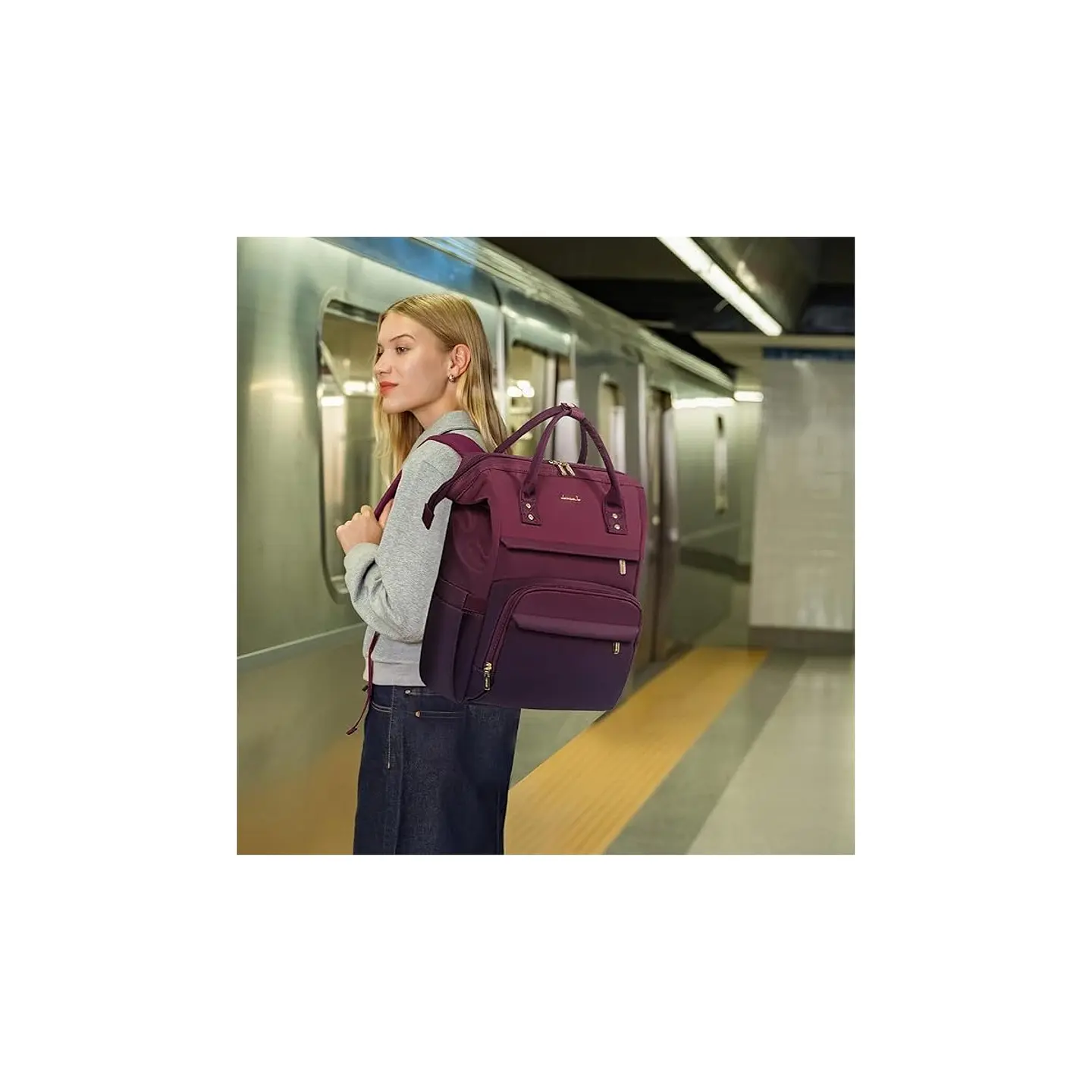 Morral LOVEVOOK Degradado Granate Morado para Laptop 15.6 pulgadas 2