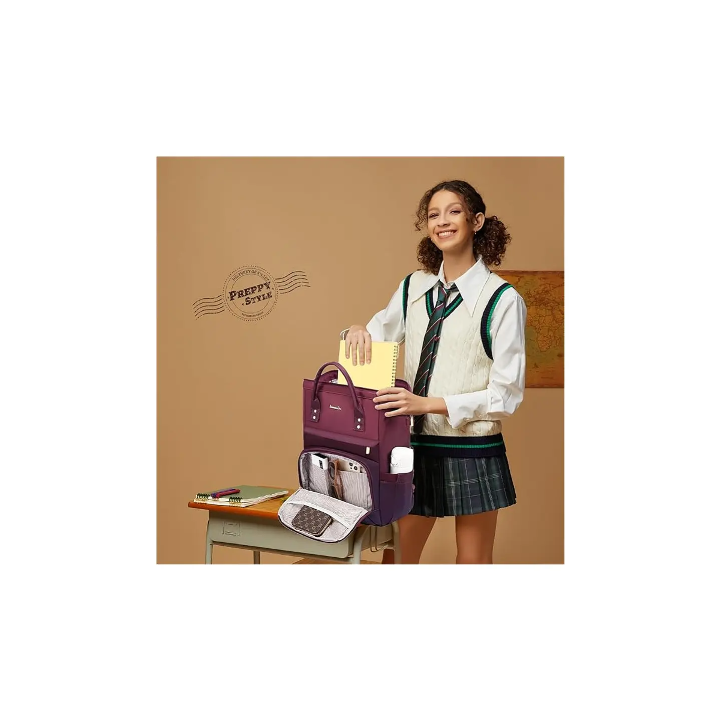 Morral LOVEVOOK Degradado Granate Morado para Laptop 15.6 pulgadas 3