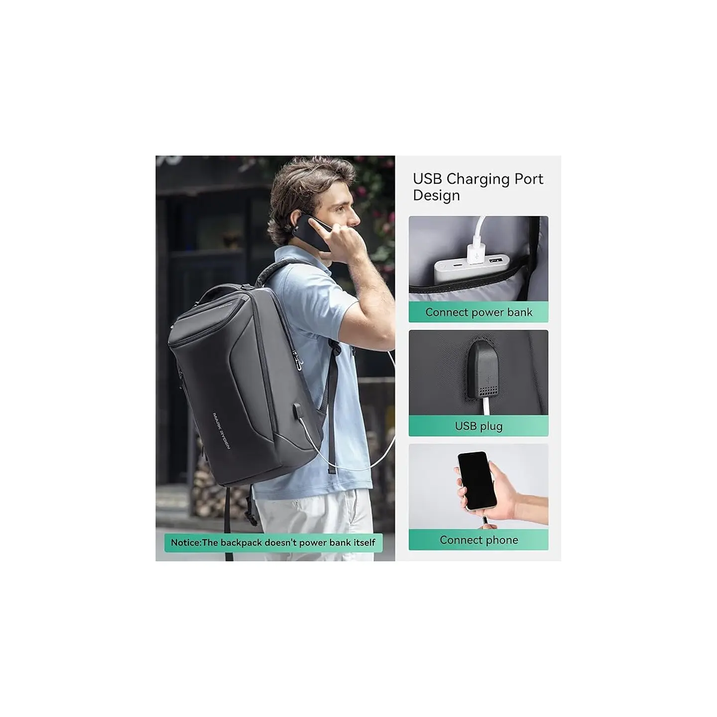 Morral MARK RYDEN Negro para Laptop 17.3 pulgadas con Puerto USB 3