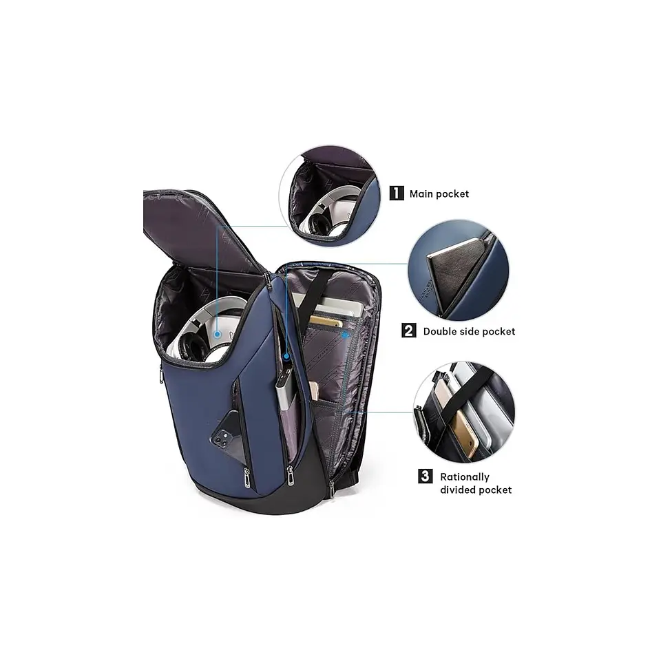 Morral BANGE 2517 Azul Negro para Laptop 15.6 pulgadas 3