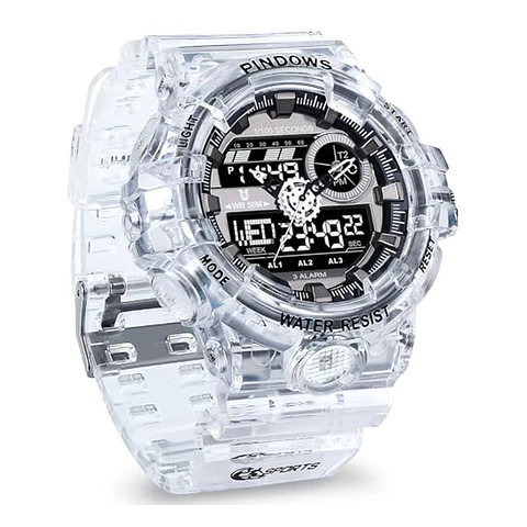 Reloj Deportivo PINDOWS Transparente Negro Analógico Digital