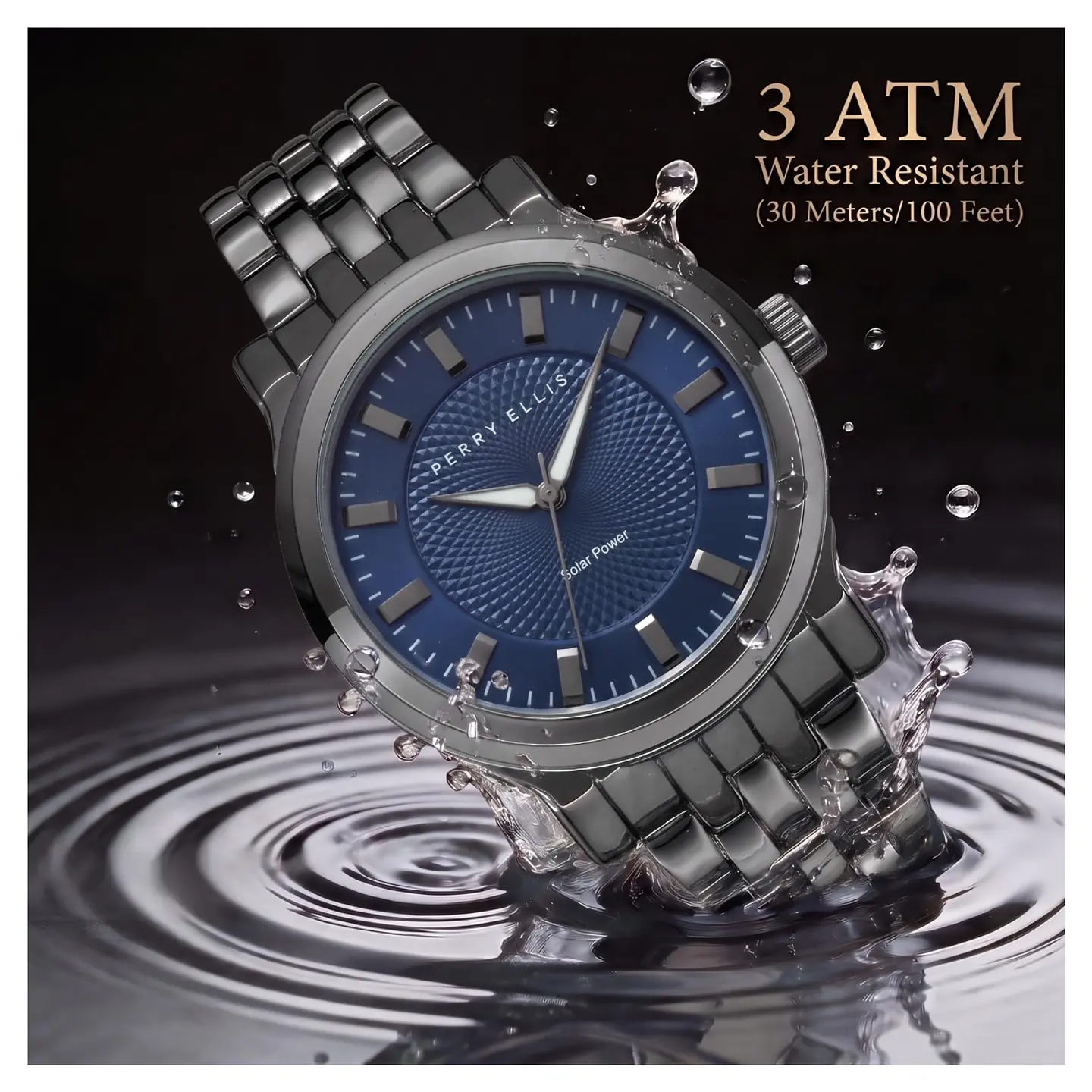 Reloj Perry Ellis Solar PES0013GU Azul Negro Gunmetal para Hombre 3