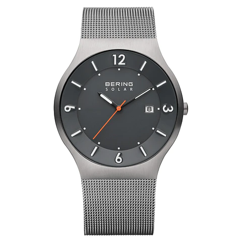 Reloj BERING Solar 14440-077 Gris con Malla Milanesa y Zafiro