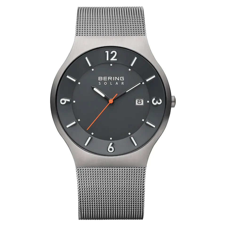 Reloj BERING Solar 14440-077 Gris con Malla Milanesa y Zafiro 1