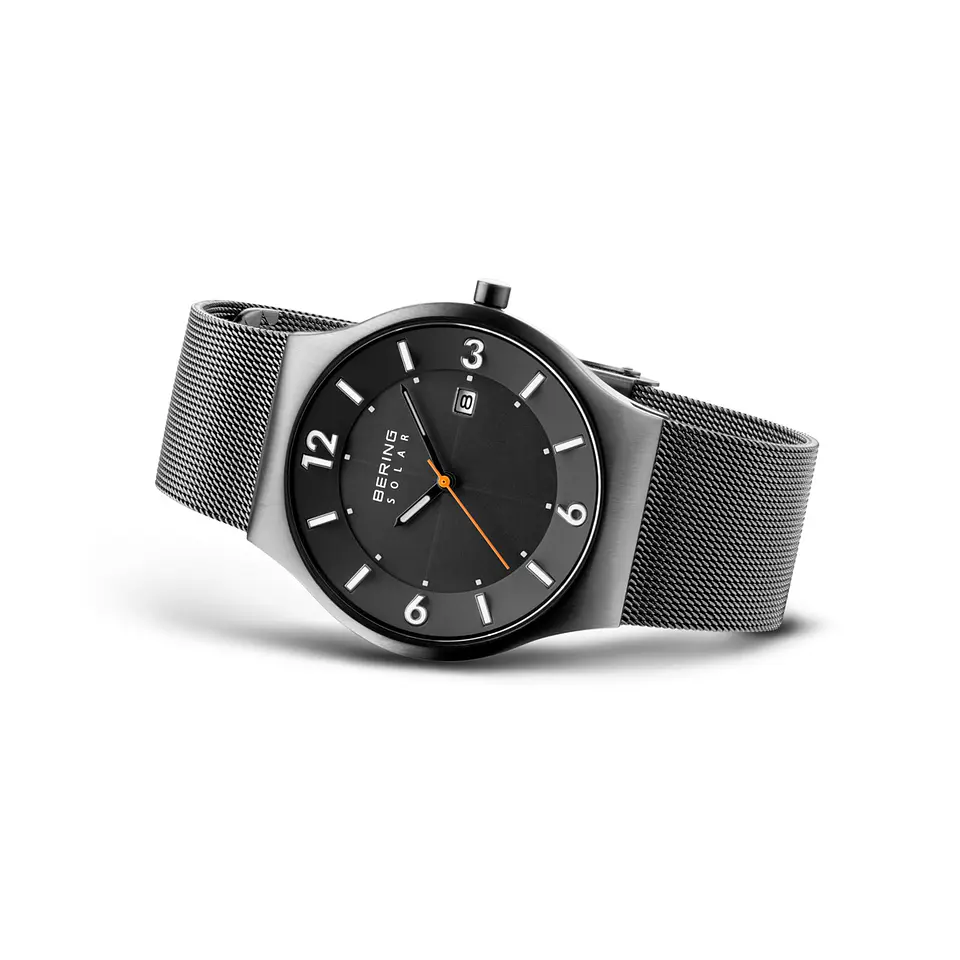 Reloj BERING Solar 14440-077 Gris con Malla Milanesa y Zafiro 2