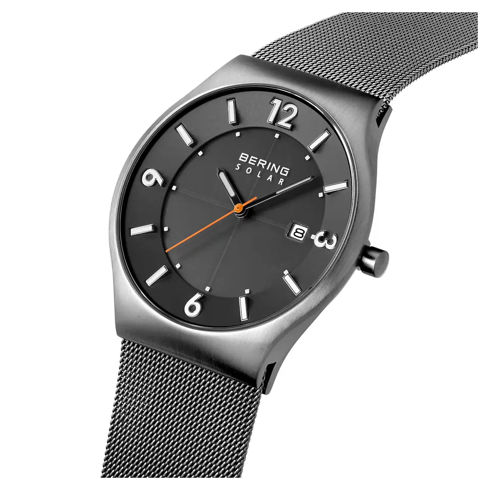 Reloj BERING Solar 14440-077 Gris con Malla Milanesa y Zafiro 3