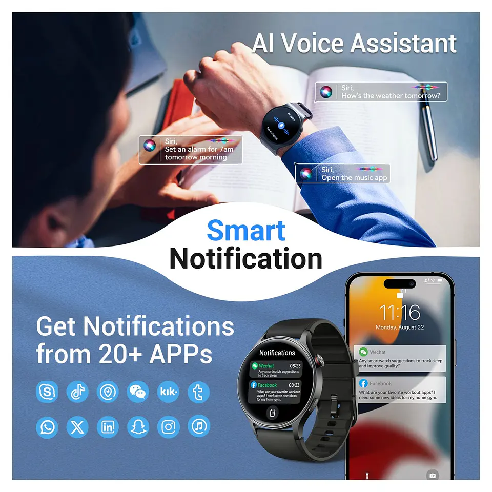 Reloj Inteligente Fitpolo AR-01 Negro AMOLED con Llamadas Bluetooth 3